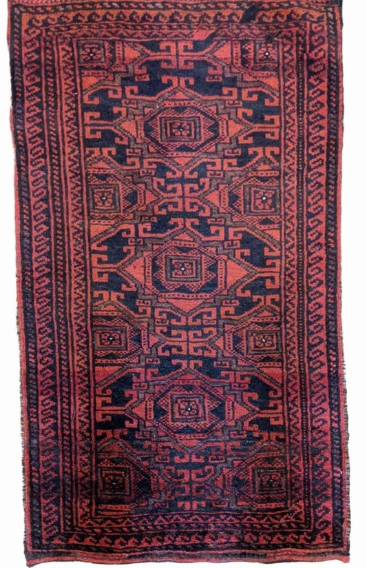 115 x 60 cm Persian Baluch Tribal Red Rug - Rugoutlet