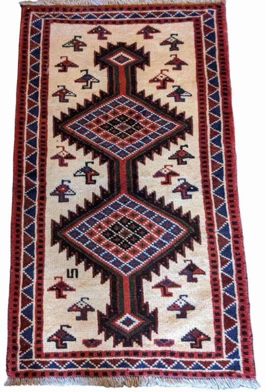 120 x 80 cm Persian Shiraz Tribal Beige Small Rug - Rugoutlet
