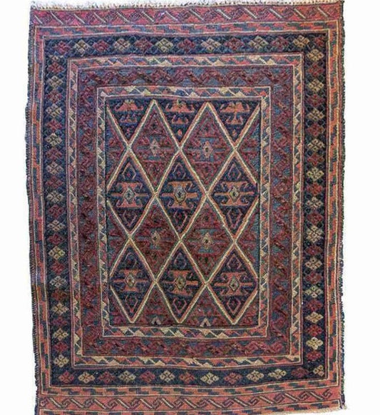 135 x 100 cm Afghan Mashwani Tribal Red Rug - Rugoutlet