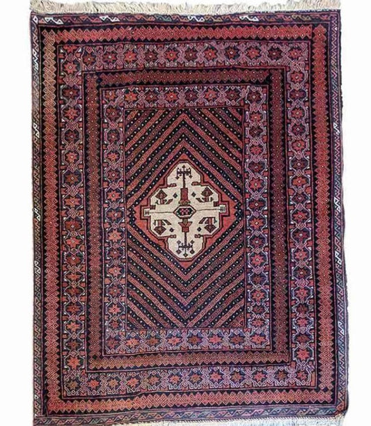 135 x 118 cm Afghan Mushwani Tribal Red Rug - Rugoutlet