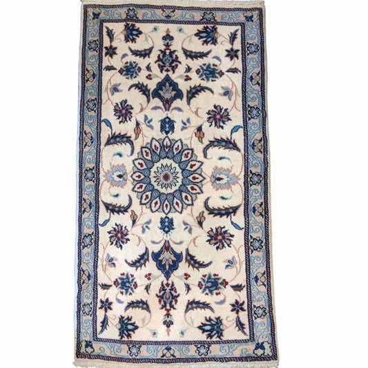 135 x 69 cm Persian Nain Traditional White Small Rug - Rugoutlet