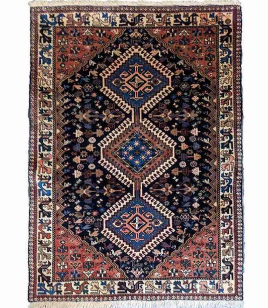 135 x 85 cm Yalameh Tribal Blue Rug - Rugoutlet