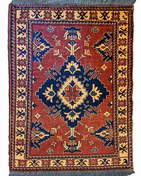 140 x 100 cm Fine Afghan Tribal Red Rug - Rugoutlet