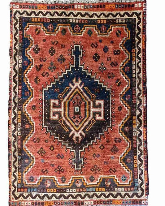 140 x 104 cm Shiraz Traditional Orange Rug - Rugoutlet