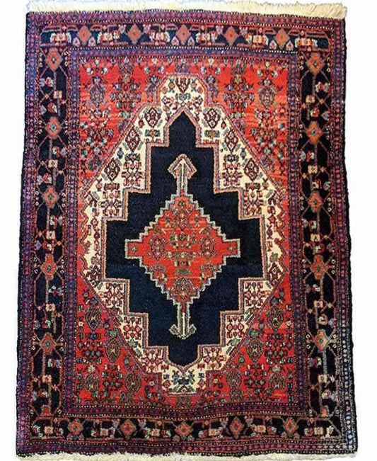 140 x 115 cm Senneh Traditional Red Rug - Rugoutlet