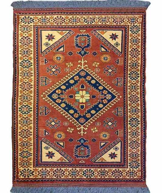 141 x 100 cm Fine Afghan Tribal Orange Rug - Rugoutlet