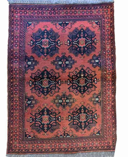 142 x 104 cm Afghan Khan Tribal Orange Rug - Rugoutlet