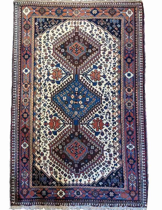 142 x 108 cm Yalameh Tribal White Rug - Rugoutlet