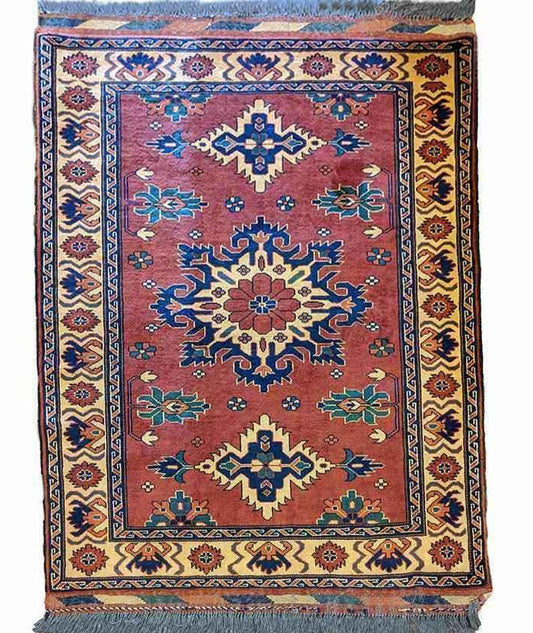 142 x 109 cm Fine Afghan Tribal Red Rug - Rugoutlet