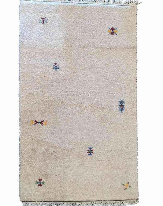 142 x 70 cm Persian Gabbeh Tribal White Rug - Rugoutlet