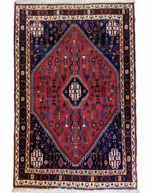 143 x 100 cm Qashqai Tribal Blue Rug - Rugoutlet