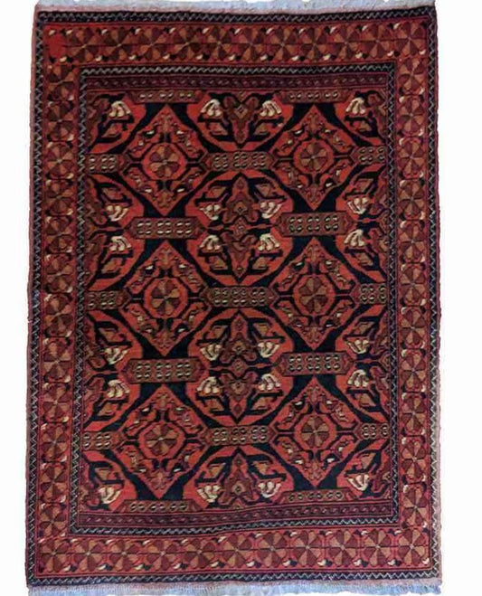 144 x 100 cm Afghan Khan Mohammadi Tribal Red Rug - Rugoutlet
