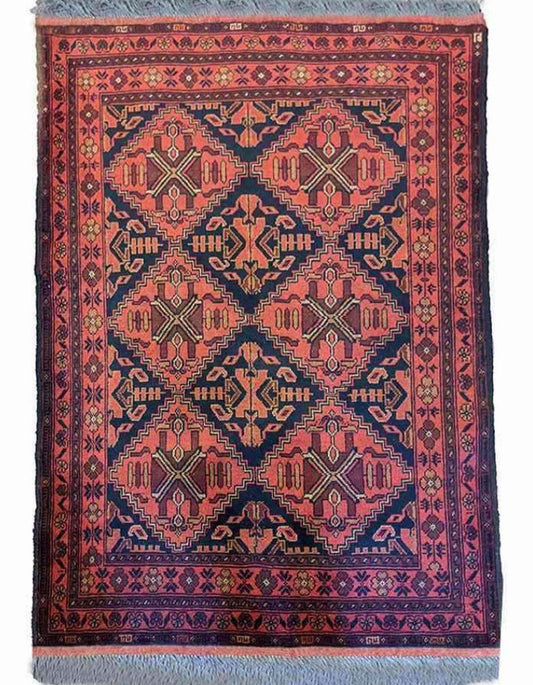 144 x 102 cm Afghan Khan mohammadi Tribal Orange Rug - Rugoutlet
