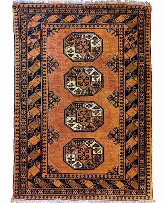145 x 170 cm Golden Afghan Tribal Orange Rug - Rugoutlet
