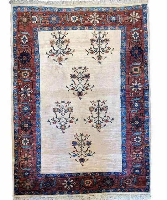 146 x 102 cm Fine Shahsavand Tribal Beige Rug - Rugoutlet
