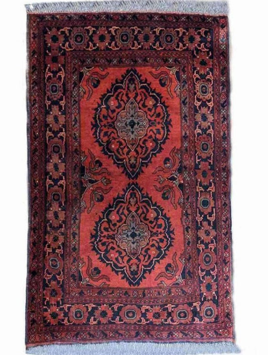 150 x 100 cm Afghan Khan Red Pattern Tribal Red Small Rug - Rugoutlet