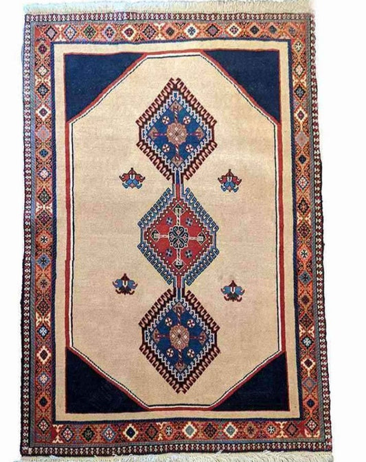 150 x 100 cm Yalameh Tribal White Rug - Rugoutlet