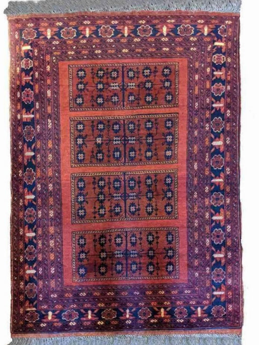 150 x 103 cm Afghan Khan Tribal Terracotta Rug - Rugoutlet