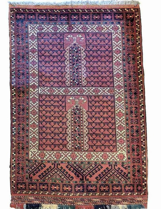 150 x 103 cm fine afghan Hachlu Tribal Terracotta Rug - Rugoutlet