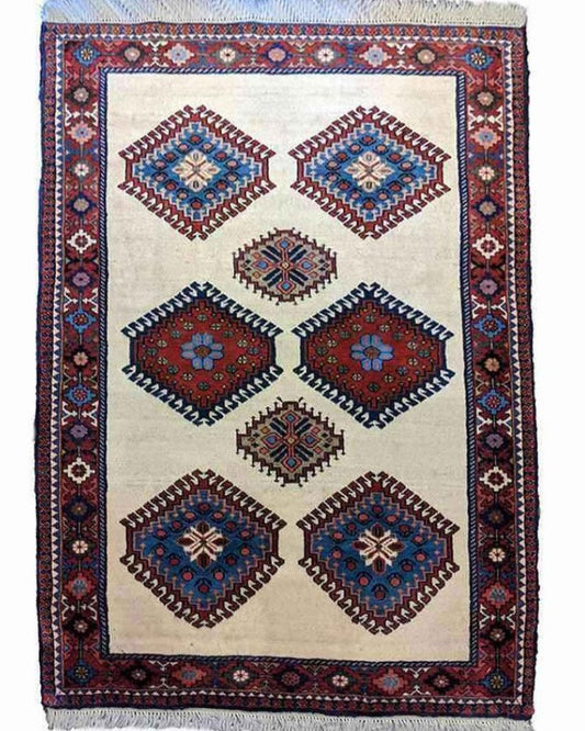 150 x 103 cm Yalameh Tribal Beige Rug - Rugoutlet