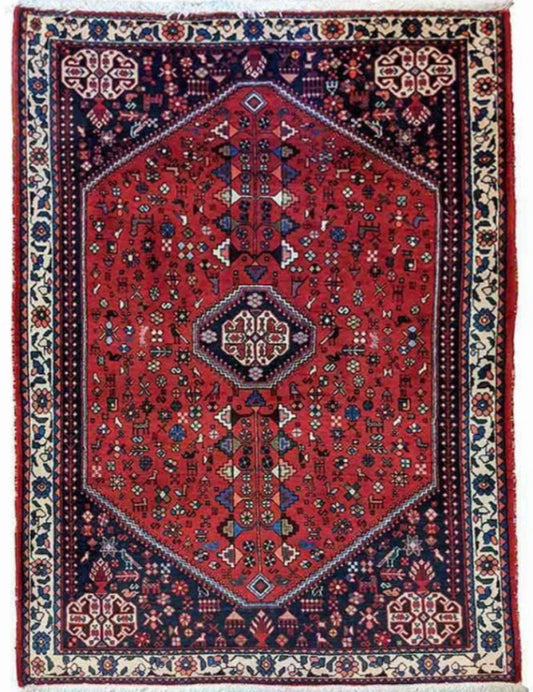 150 x 105 cm Abbadeh Persian Gabbeh Geometric Geometric Red Small Rug - Rugoutlet