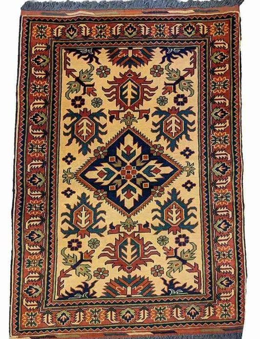 154 x 101 cm Afghan Tribal Yellow Rug - Rugoutlet