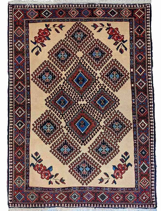 155 x 102 cm Yalameh Tribal Beige Rug - Rugoutlet