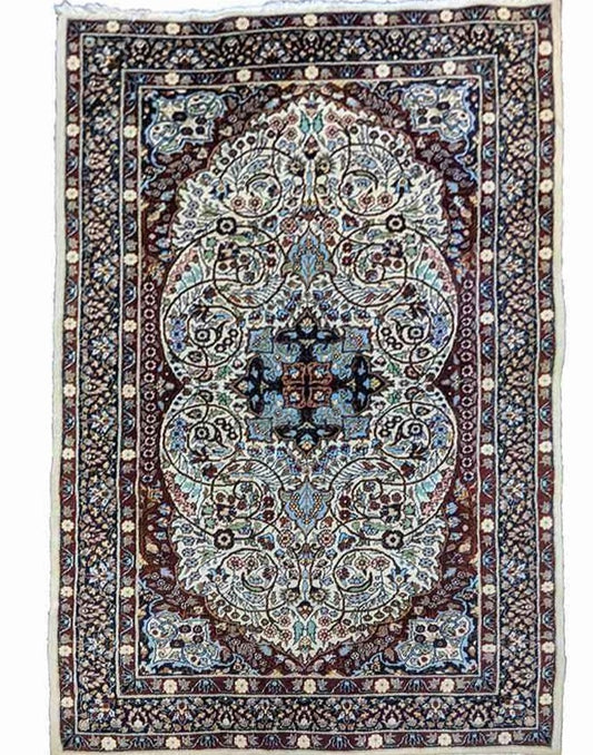 157 x 95 cm Kerman Geometric Blue Rug - Rugoutlet
