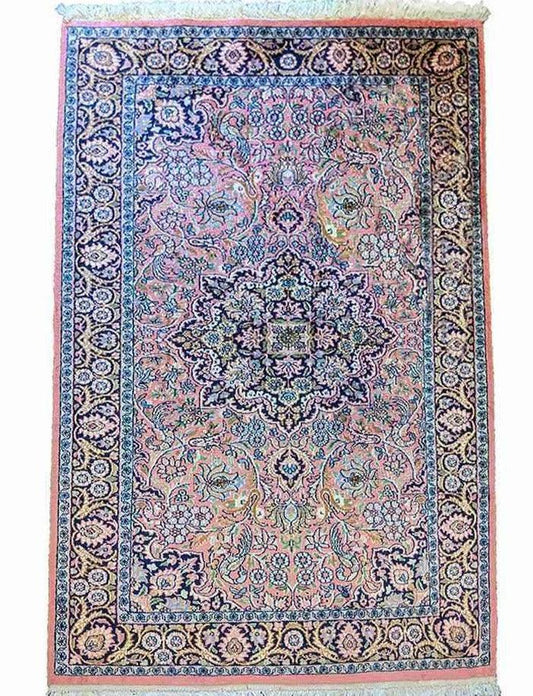 158 x 195 cm Kashmir Silk Traditional Pink Rug - Rugoutlet