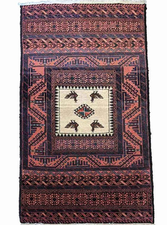 158 x 85 cm Persian Baluch Sumak Tribal Red Rug - Rugoutlet