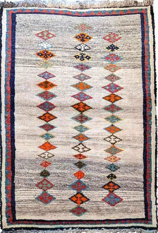 160 x 100 cm Persian Gabbeh wool Tribal Grey Rug - Rugoutlet