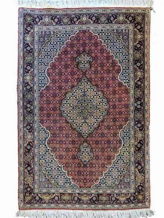 160 x 102 cm Tabriz Mahi Traditional Red Rug - Rugoutlet