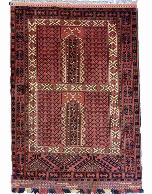 160 x 105 cm Hachlu New wool four gates of paradise Terracotta Rug - Rugoutlet