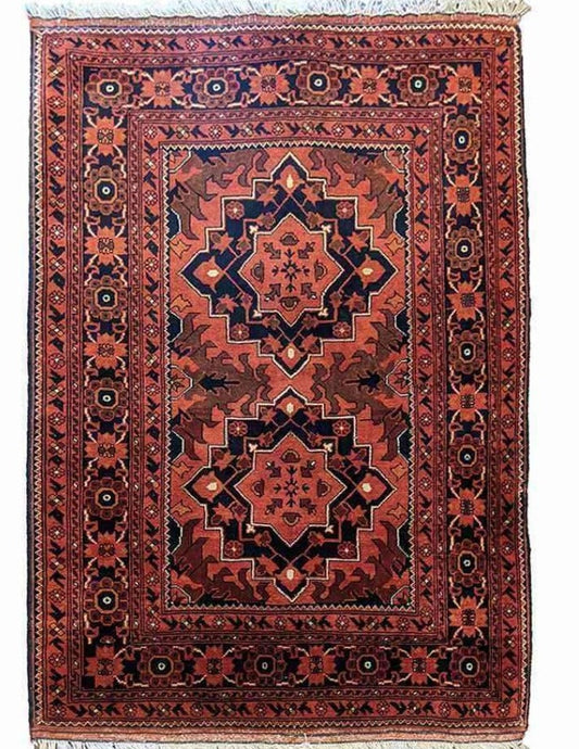 160 x 106 cm mohammadi Khan Geometric Terracotta Rug - Rugoutlet