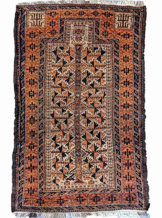 160 x 80 cm Old Persian Baluch tree prayer Antique Brown Rug - Rugoutlet