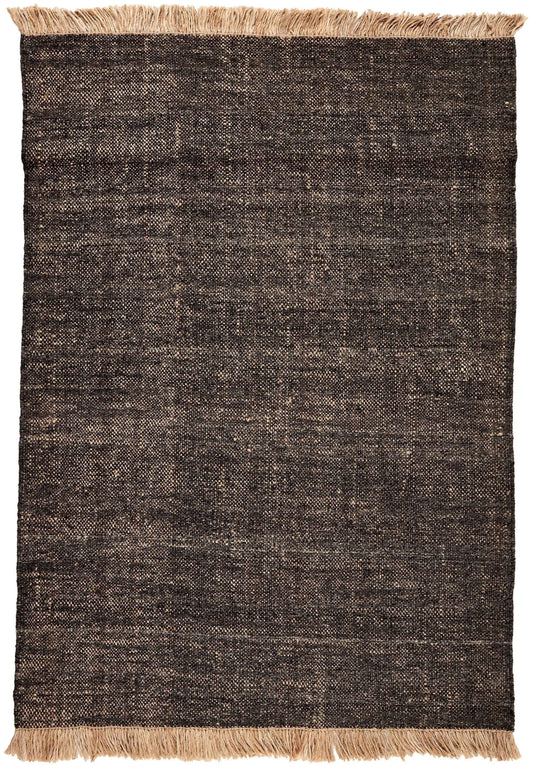 160x90 cm Black and brown jute and wool rug -200024WD - Rugoutlet