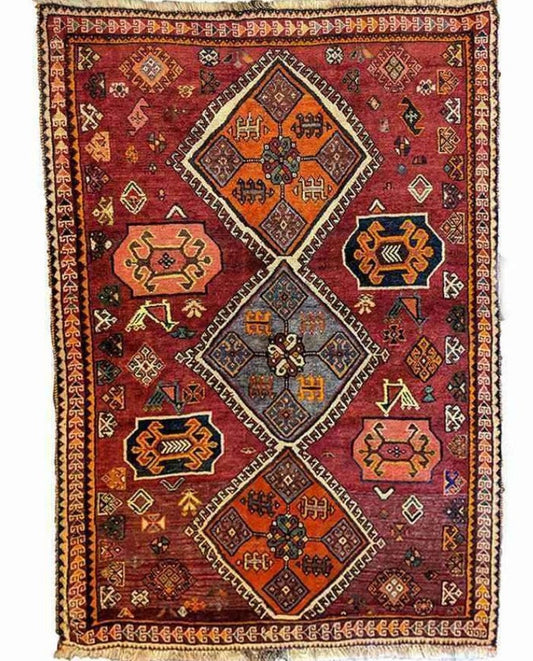 162 x 107 cm qashqai Tribal Brown Rug - Rugoutlet