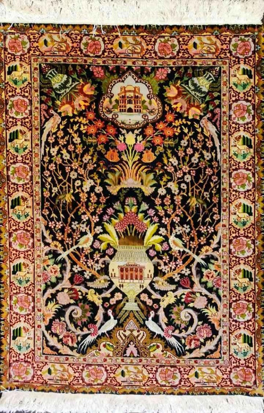 165 x 100 cm Fine Persian Tabriz Traditional Yellow Rug - Rugoutlet