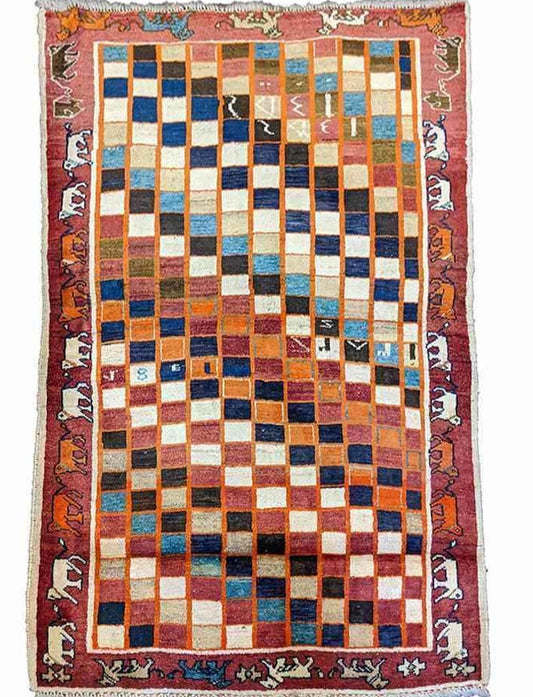 166 x 115 cm Persian Gabbeh Tribal Red Rug - Rugoutlet