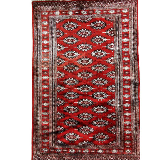 170 x 120 cm Bukhara silk & wool Geometric Red Rug - Rugoutlet