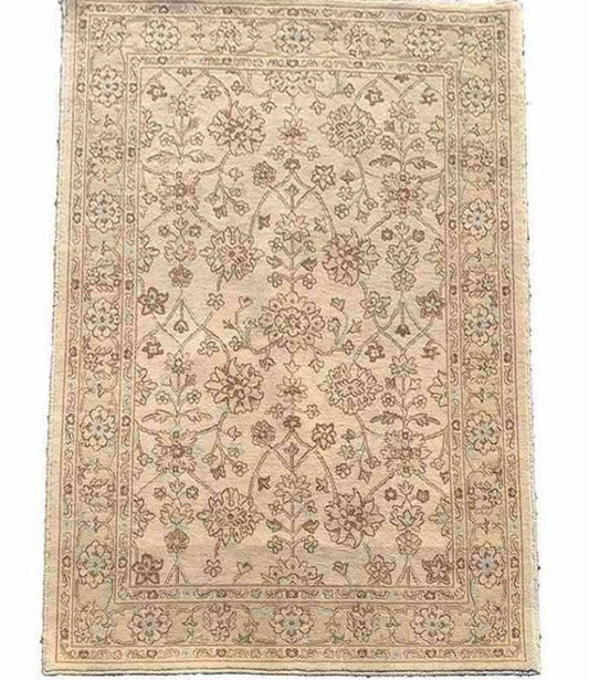170 x 120 cm Floral Kashan powerloom Traditional Brown Rug - Rugoutlet