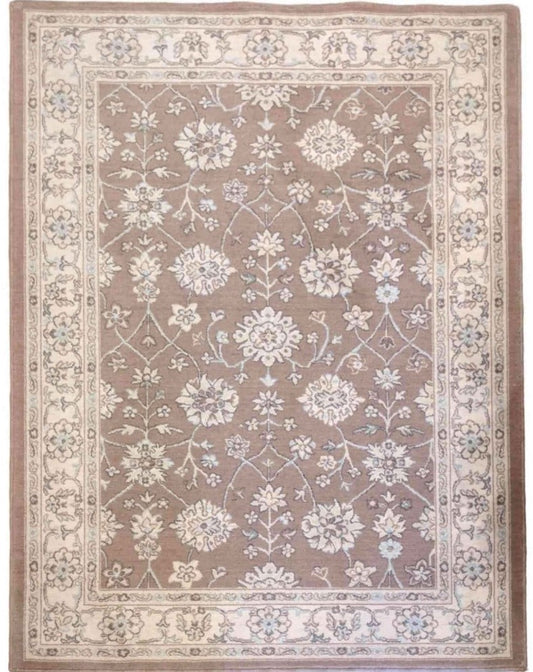 170 x 120 cm Kashan Floral Traditional Brown Rug - Rugoutlet