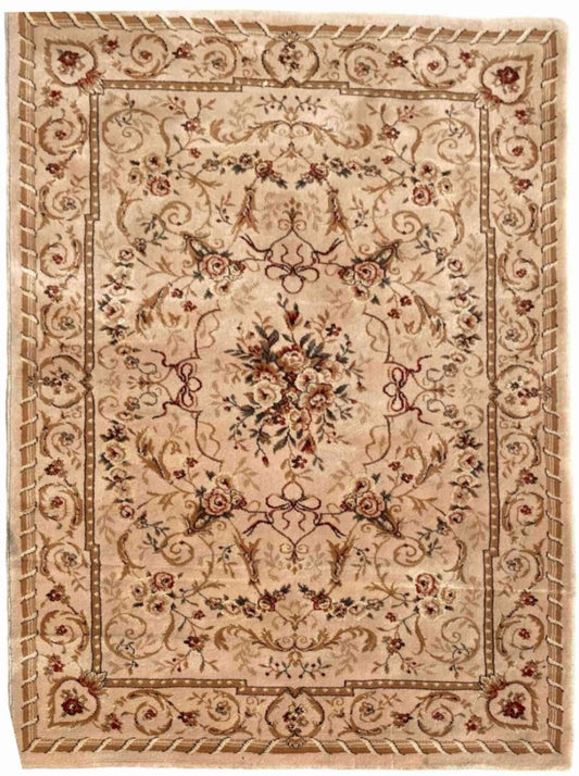 170 x 120 cm Kashan Power Loom Traditional Brown Rug - Rugoutlet