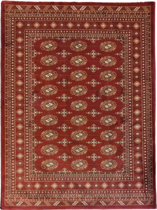 170 x 120 cm Turkaman Power loom Tribal Red Rug - Rugoutlet