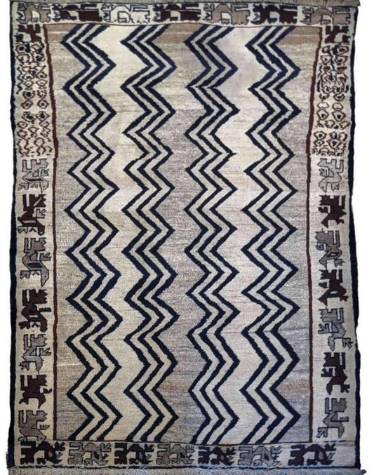 172 x 108 cm Qashqai Persian Tribal Grey Rug - Rugoutlet
