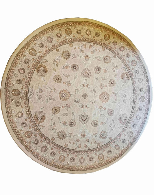 180D Power Loom Round Beige Rug - Rugoutlet