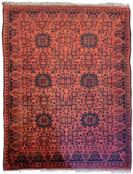 185 x 124 cm khan mohammadi afghan Tribal Red Rug - Rugoutlet