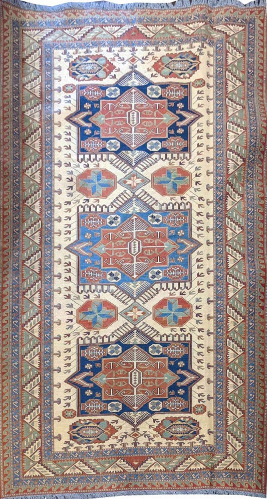 185 x 157 cm Kazak Sumak Yellow Rug - Rugoutlet