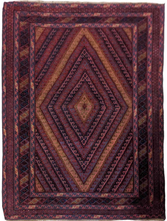 185 x 158 cm Afghan Mushwani Tribal Red Rug - Rugoutlet