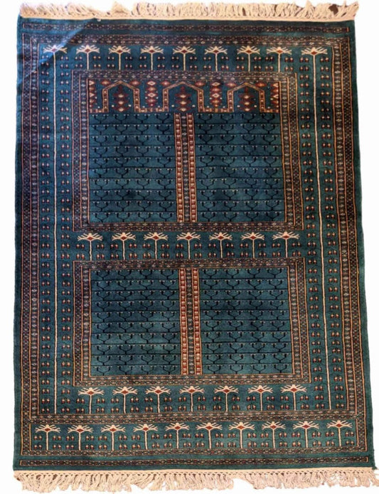 190 x 123 cm Bukhara Tribal Blue Rug - Rugoutlet